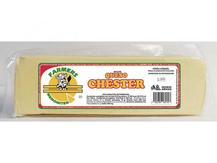 BARRA IMITACIÓN QUESO CHESTER PARAFINA FARMERS MENONITEN 2,5 kg