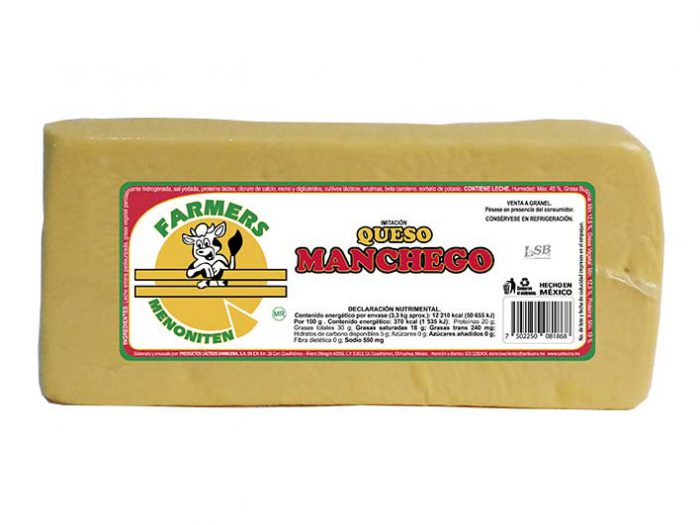 BARRA IMITACIÓN QUESO MANCHEGO FARMERS MENONITEN 3,3 kg