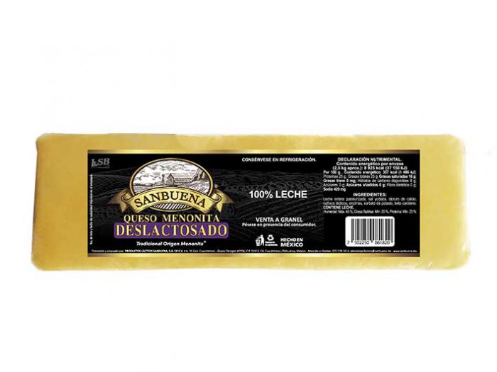 BARRA QUESO MENONITA DESLACTOSADO SANBUENA 2,5 kg