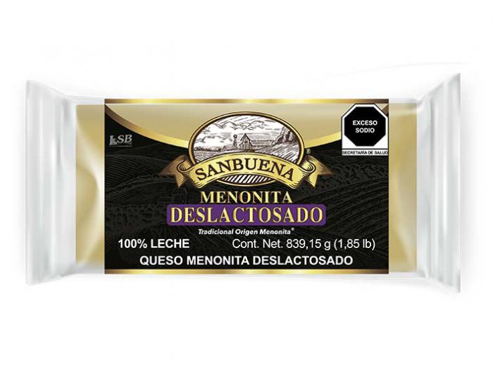 MEDIA BARRA QUESO MENONITA DESLACTOSADO SANBUENA 839,15 g 1.85 lb pz