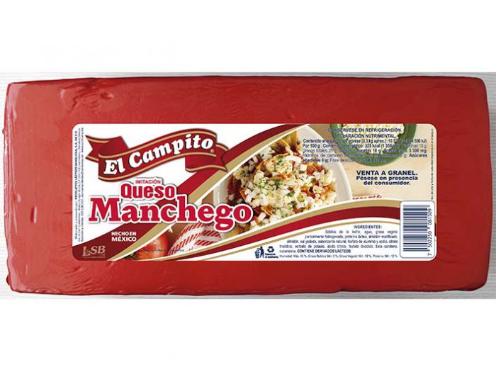 BARRA IMITACIÓN QUESO MANCHEGO EL CAMPITO EMPAQUE ROJO 3,3 kg