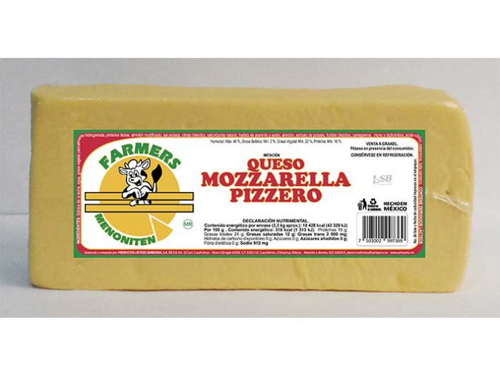 BARRA IMITACIÓN QUESO MOZZARELLA PIZZERO FARMERS MENONITEN 3,3 kg