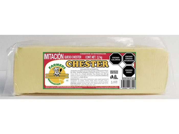 BARRA IMITACIÓN QUESO CHESTER FARMERS MENONITEN 2,2 kg pz